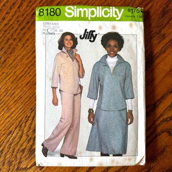 Vintage 1970s Simplicity 8180 Sewing Pattern Sz 2XL-3XL Top Pant Skirt COMPLETE - Picture 1 of 2